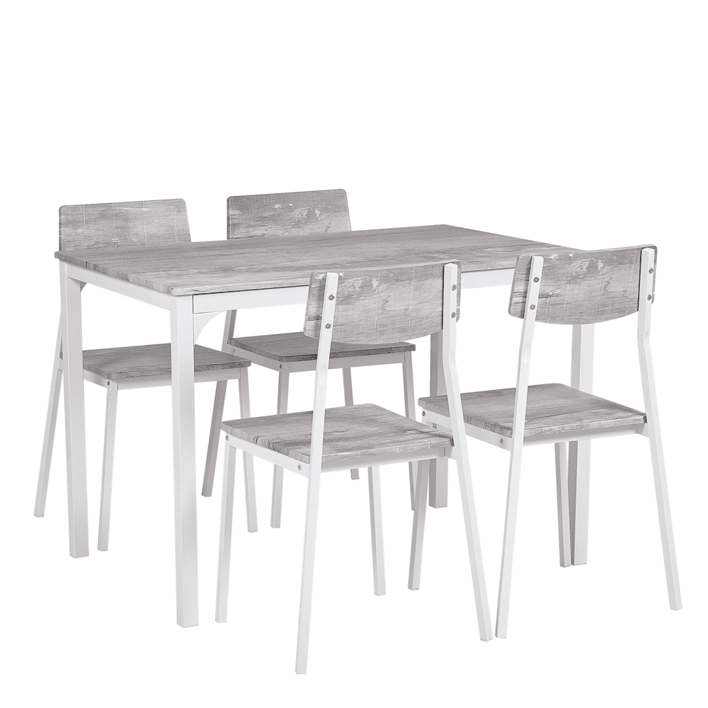 Beliani Jedálenská súprava stola a 4 stoličiek sivá/biela BISMARCK